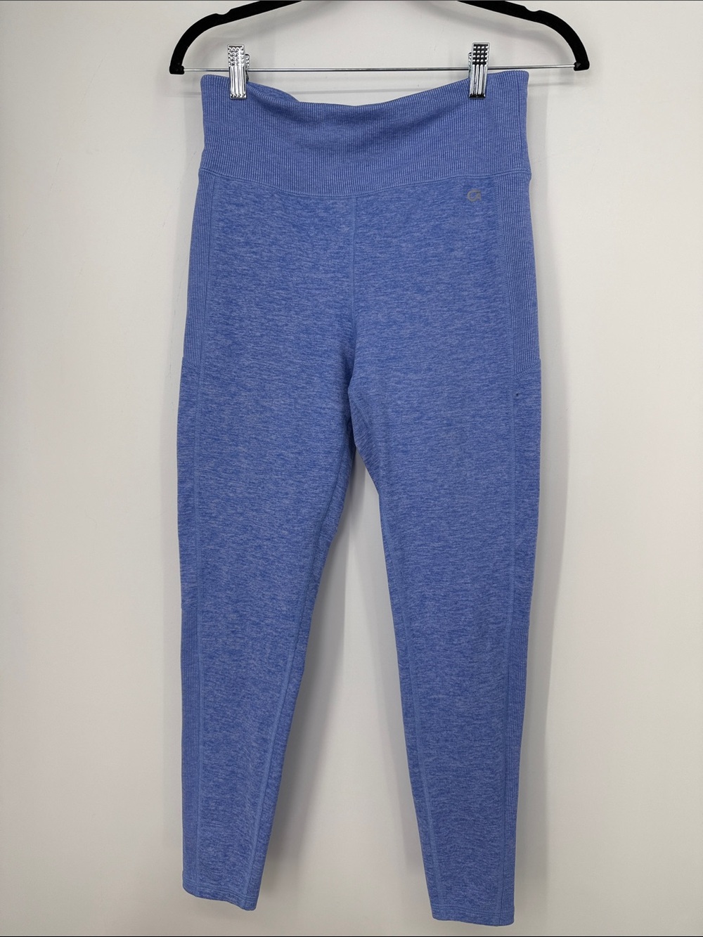 GapFit Brushed Tech Jersey High Rise Leggings Heather Blue 4-Way Stretch Gym
